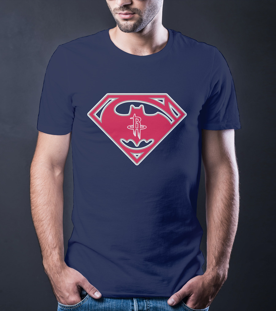 Houston Rockets Batman Superman Logo Mashup T-Shirt