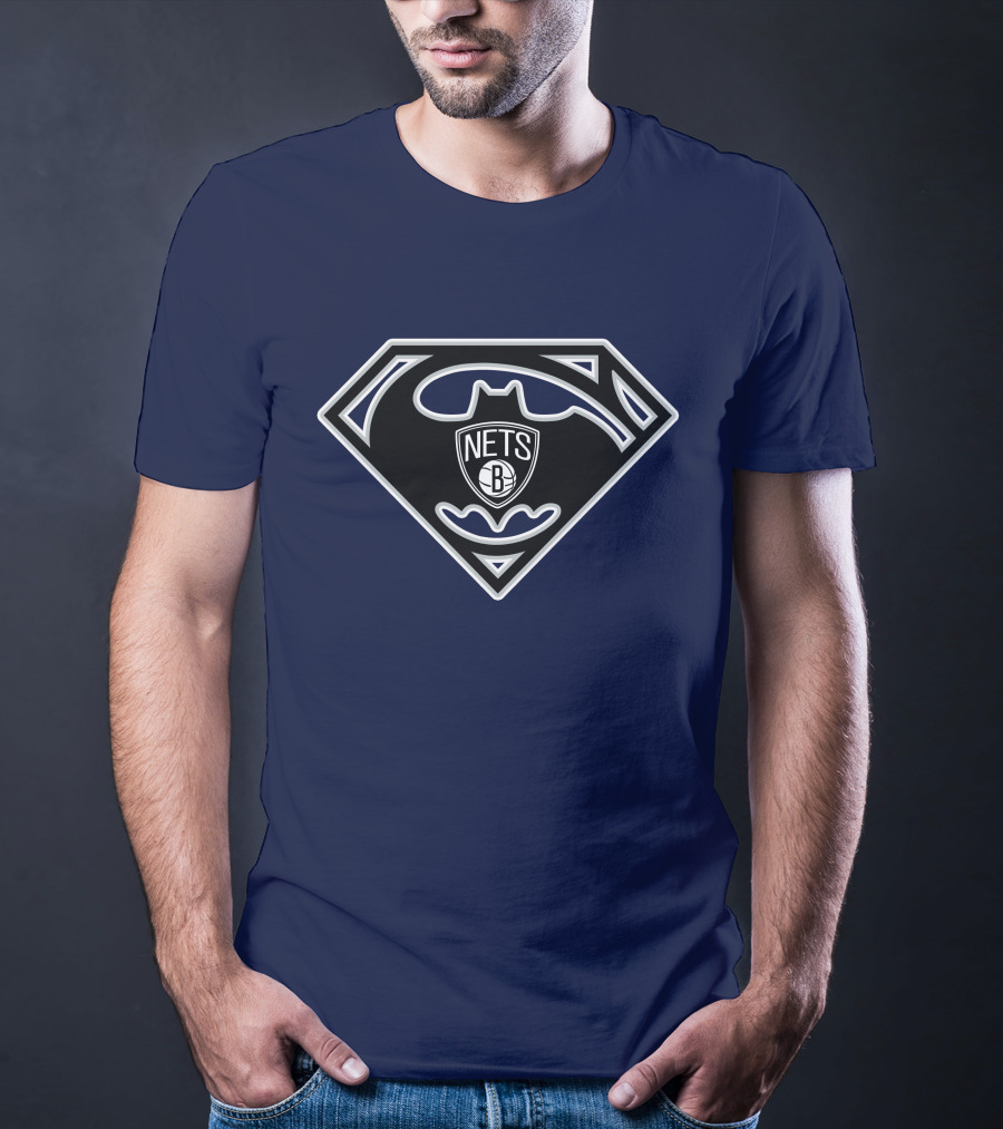 Brooklyn Nets Batman Superman Logo Mashup T-Shirt