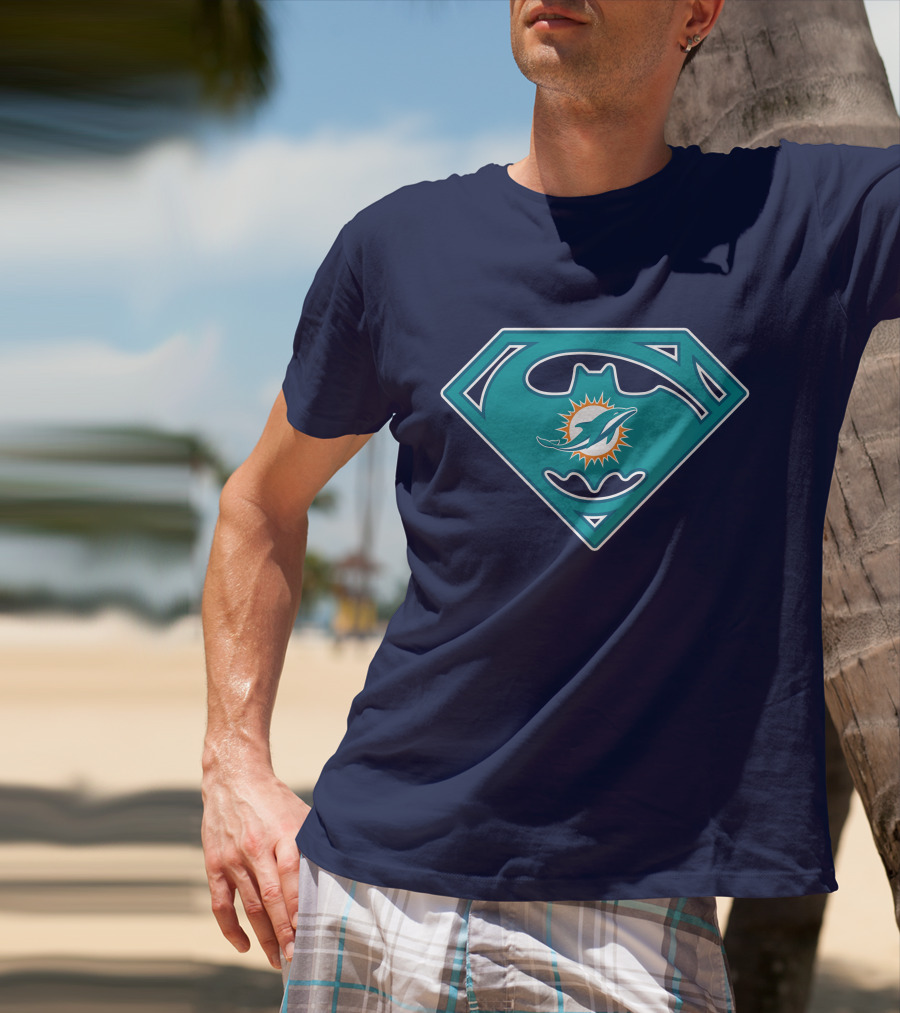 Miami Dolphins Superman Batman Logo Mashup T-Shirt