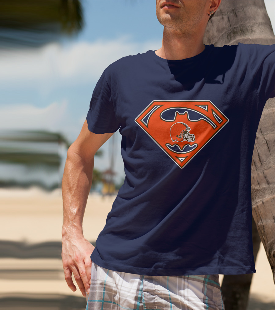 Cleveland Browns Superman Batman Logo Nfl Fan Helmet T-Shirt