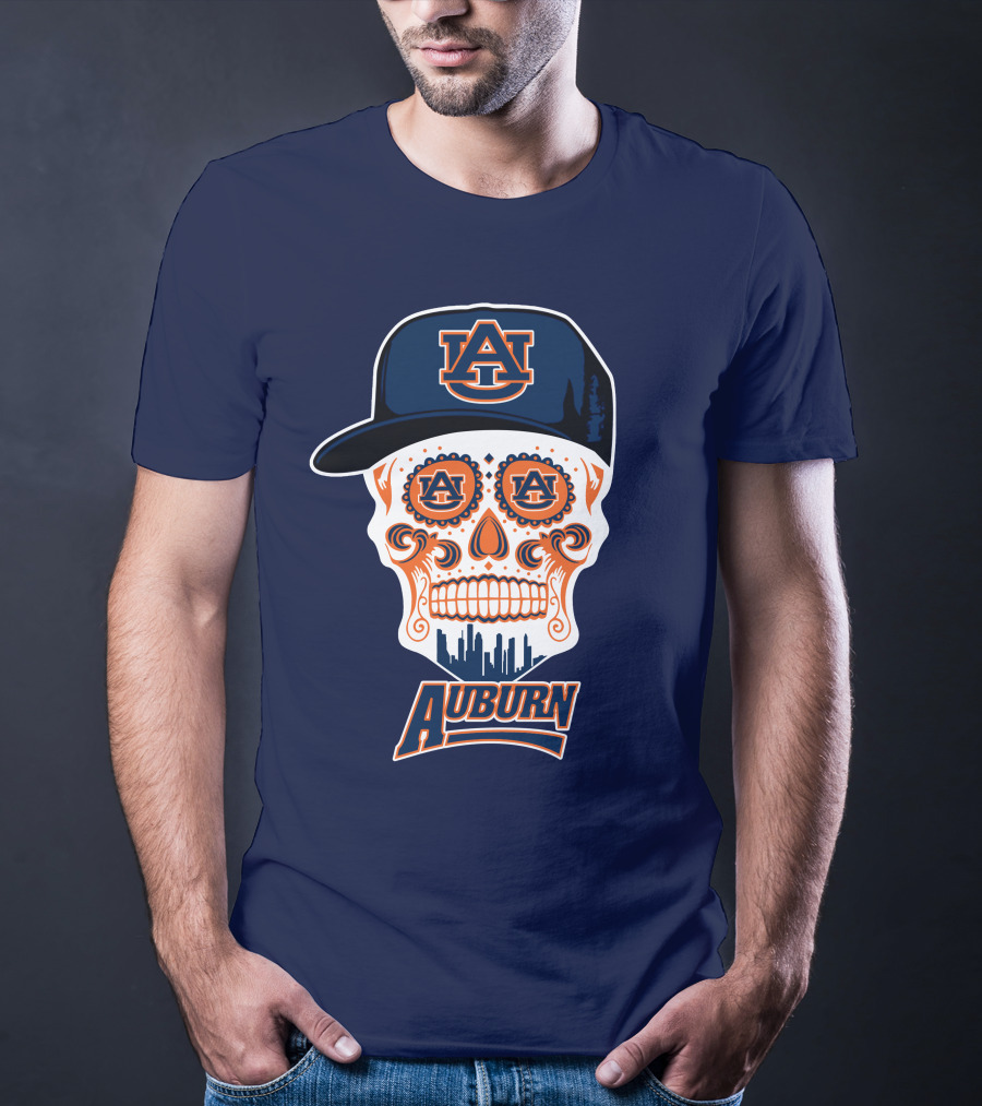 Auburn Tigers Skull With Au Logo And Cap T-Shirt