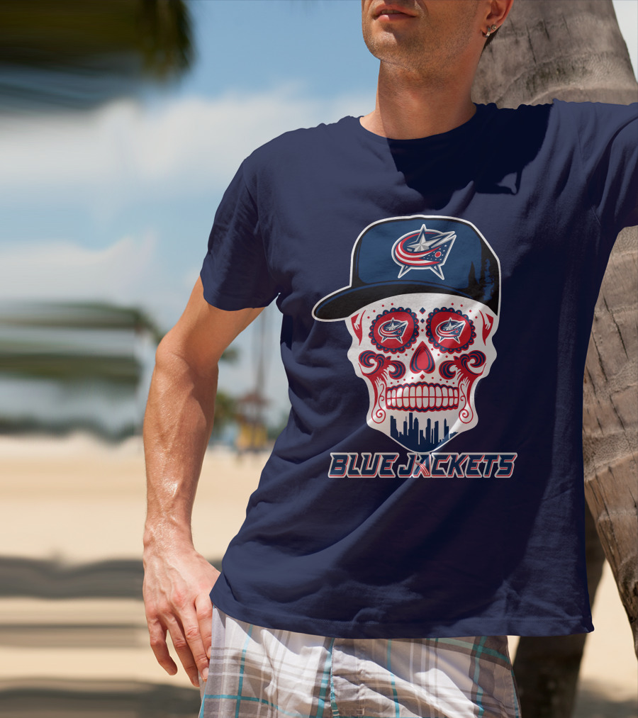 Columbus Blue Jackets Skull Hat Logo Blue Jackets T-Shirt