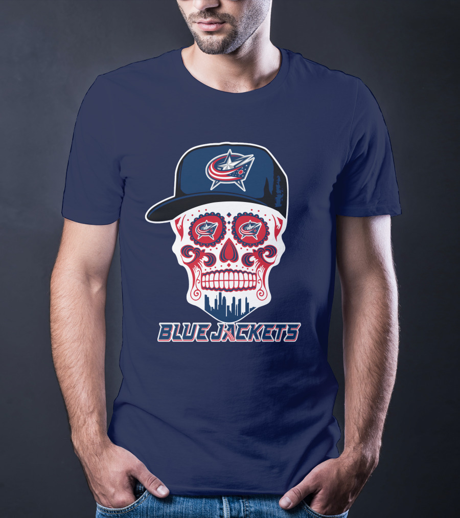 Columbus Blue Jackets Skull Hat Logo Blue Jackets T-Shirt