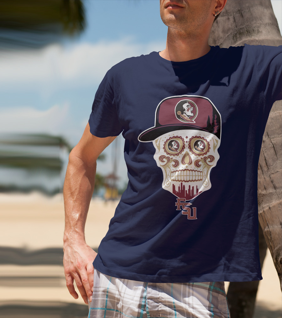 Florida State Seminoles Fsu Skull With Hat T-Shirt