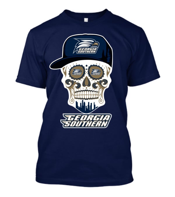 Georgia Southern Eagles Skull With Cap And Logo Elements T-Shirt