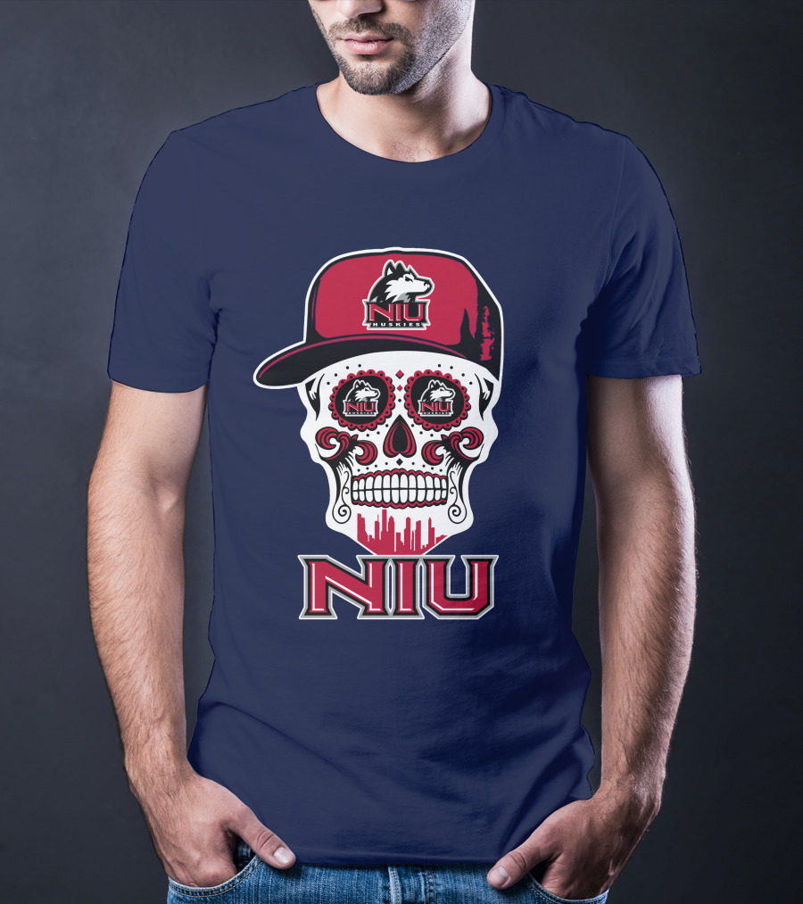Niu Huskies Sugar Skull T-Shirt