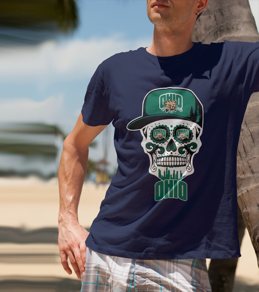 Ohio Bobcats Sugar Skull Urban Cap T-Shirt