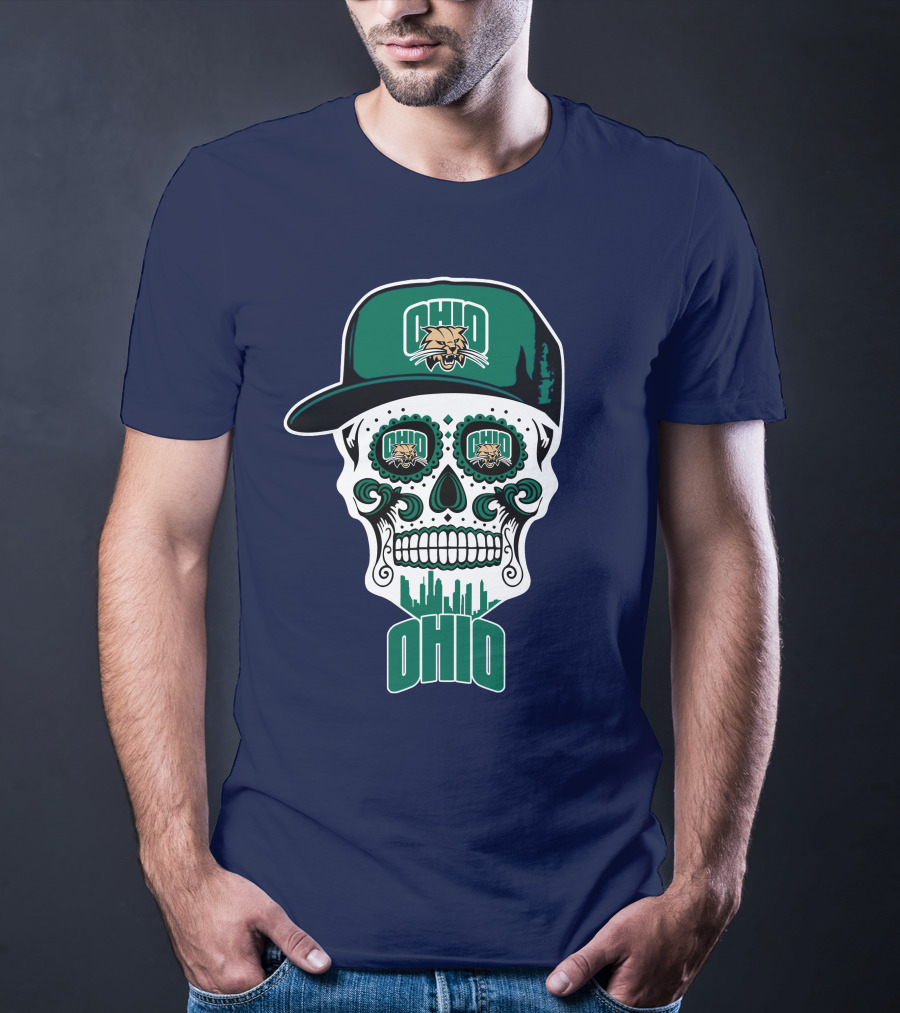 Ohio Bobcats Sugar Skull Urban Cap T-Shirt