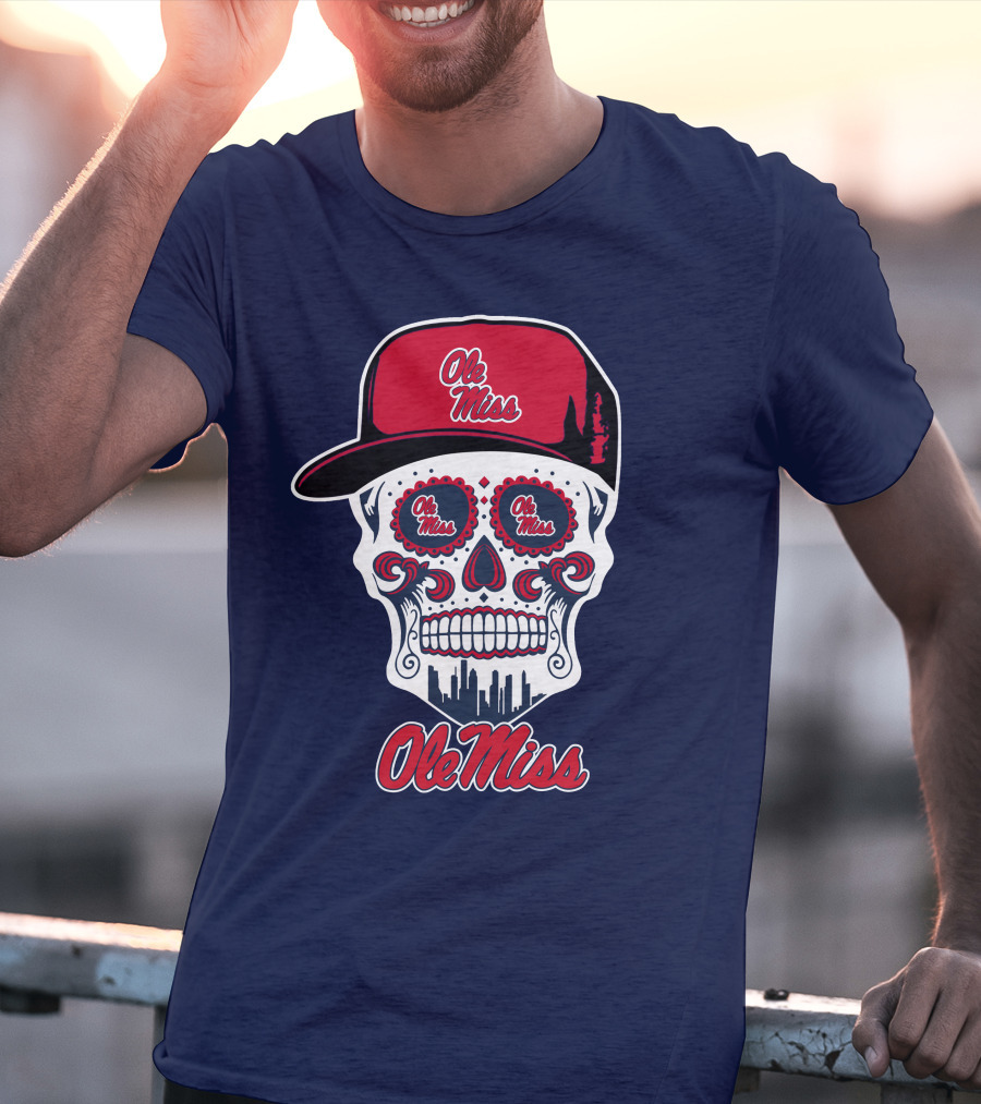 Ole Miss Sugar Skull Cap T-Shirt