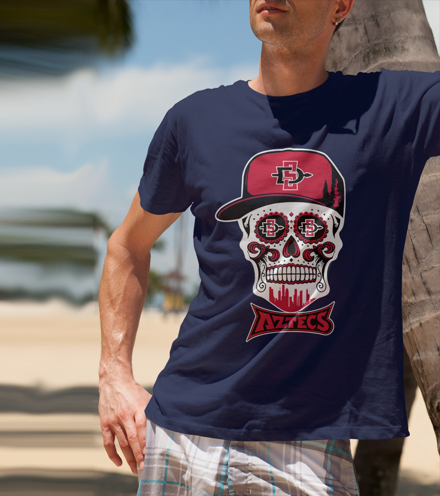 San Diego State Aztecs Skull Cap Icon With Sd Skyline T-Shirt
