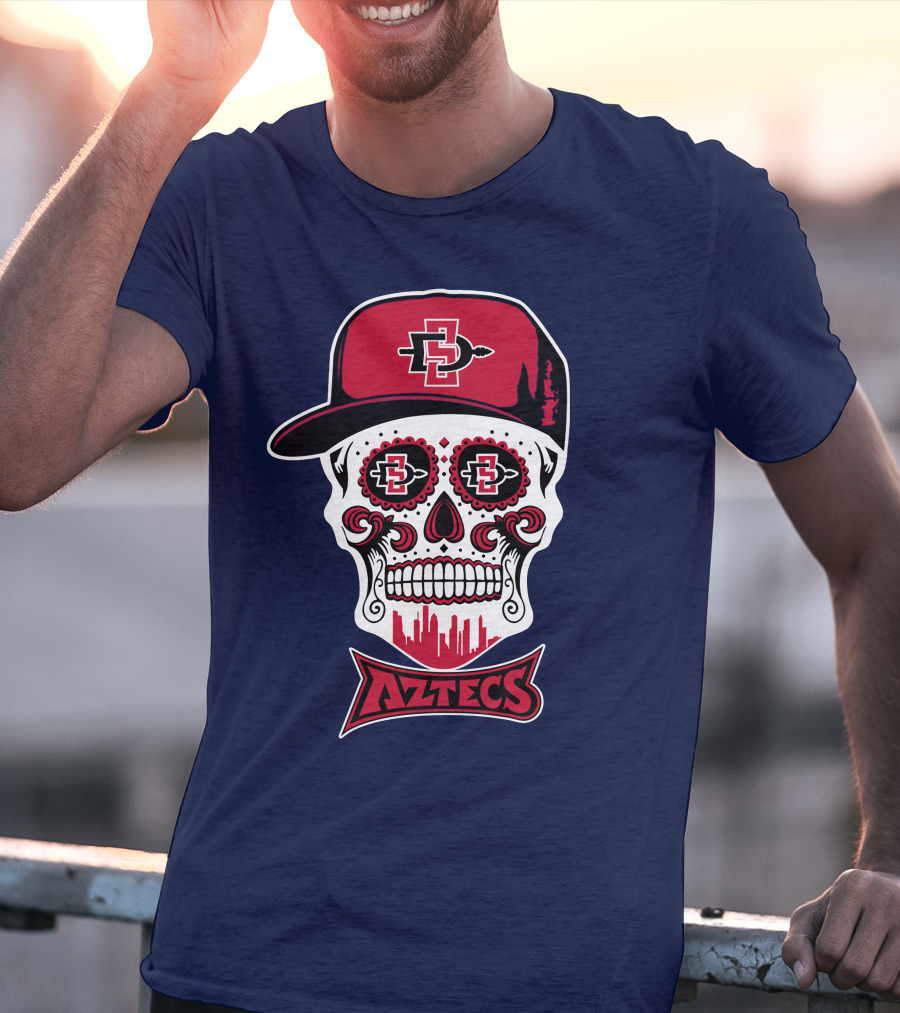 San Diego State Aztecs Skull Cap Icon With Sd Skyline T-Shirt