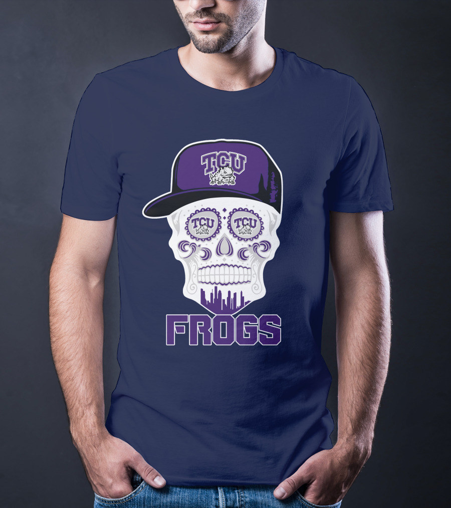Tcu Horned Frogs Skull Logo With Cap T-Shirt