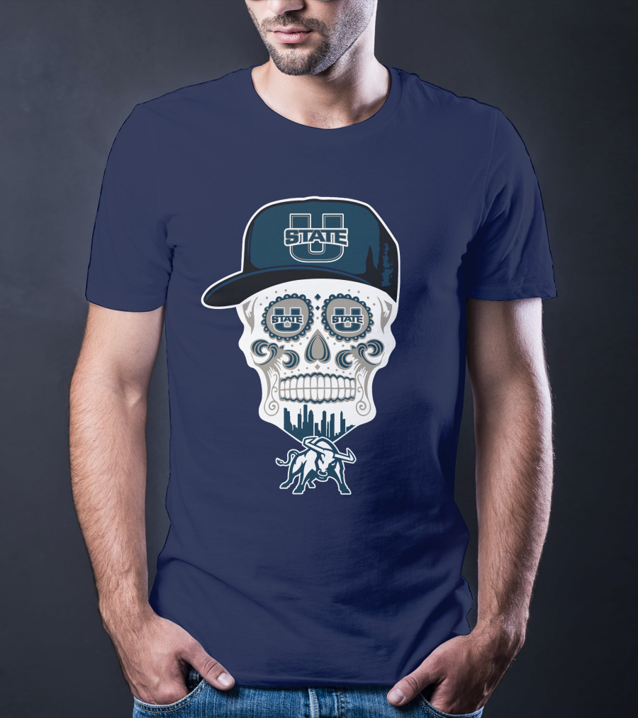 Utah State Aggies Skull Logo U State Hat And Bull T-Shirt