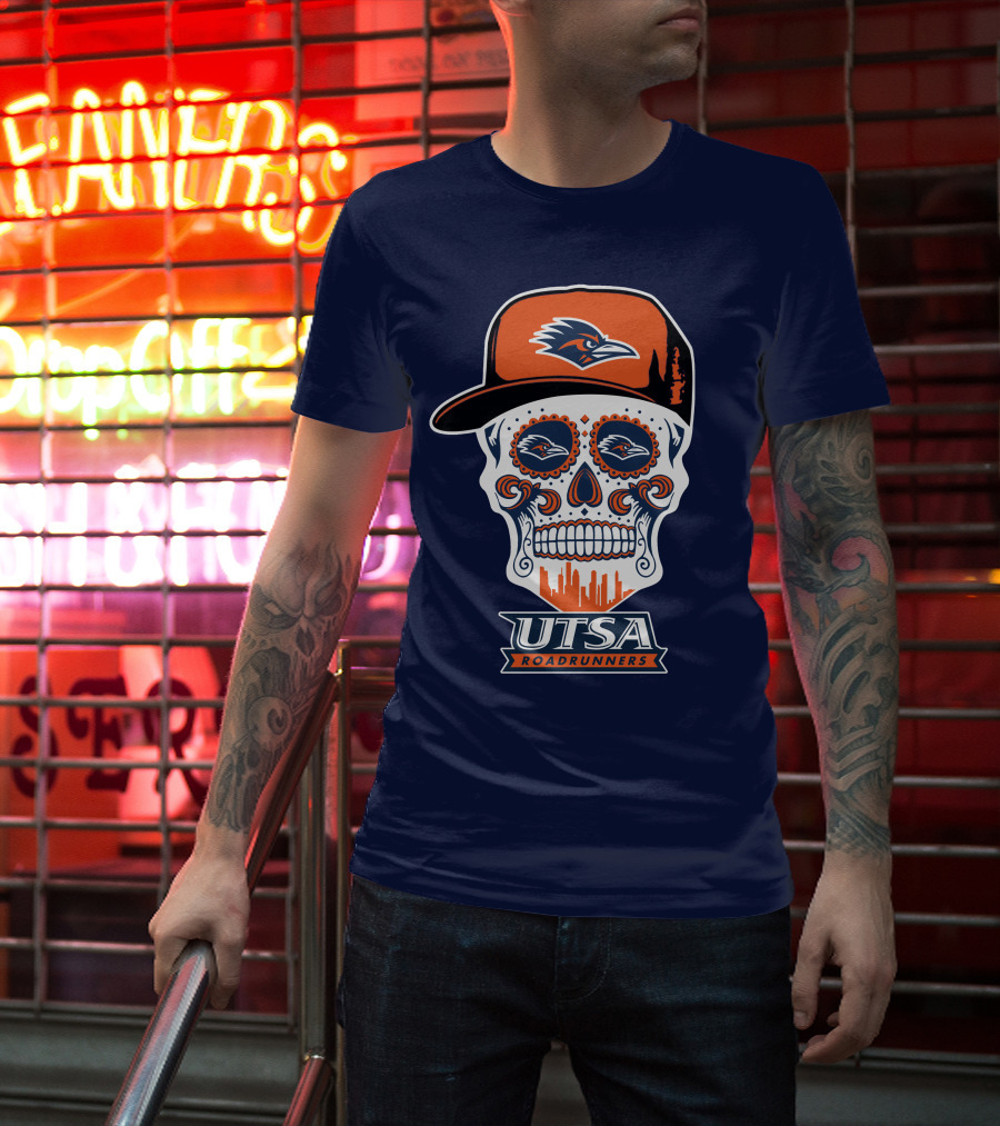 Utsa Roadrunners Sugar Skull Hat T-Shirt