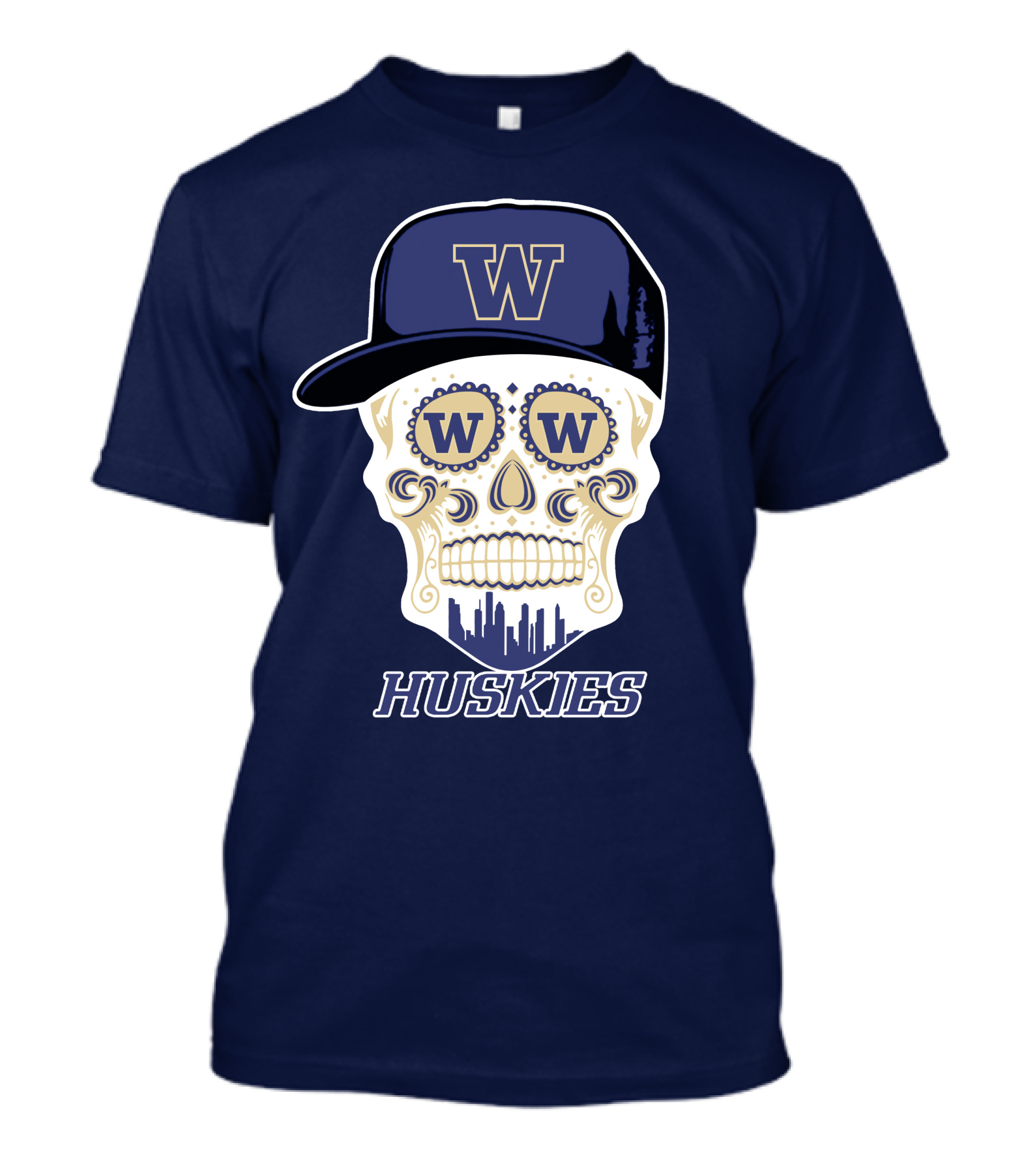 W Huskies Skull W Baseball Cap T-Shirt