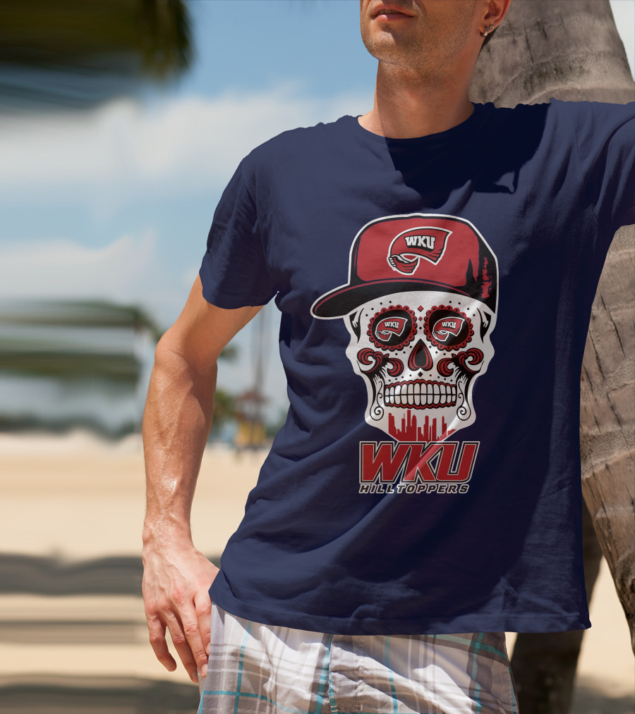 Wku Hilltoppers Sugar Skull With Hat T-Shirt