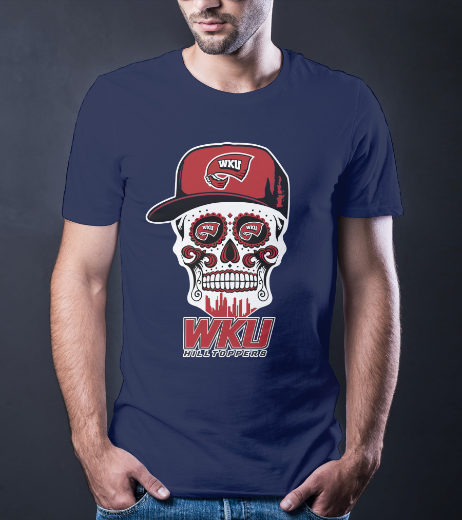 Wku Hilltoppers Sugar Skull With Hat T-Shirt