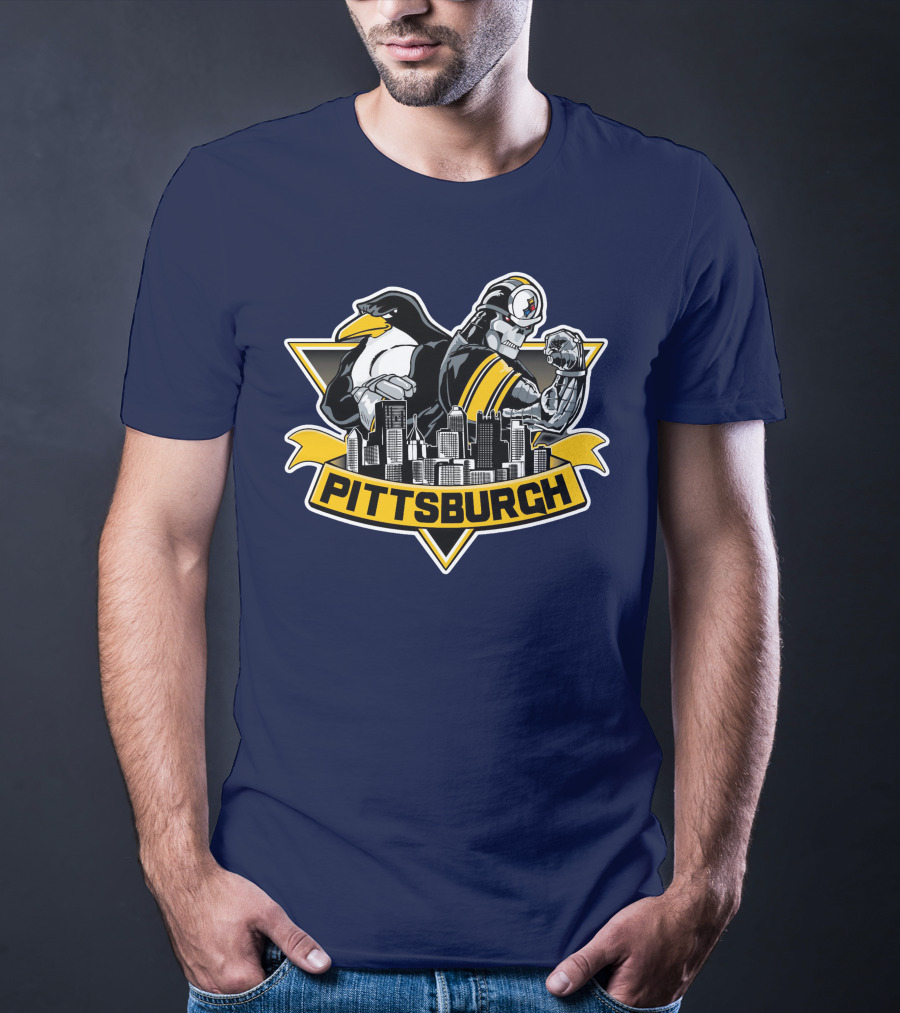 Pittsburgh Steelers Penguins Fusion Skyline T-Shirt
