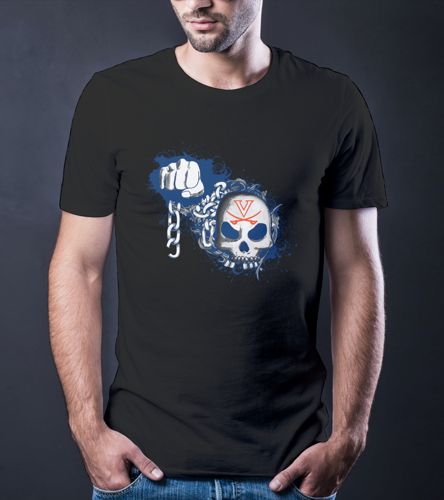 Virginia Cavaliers Skull And Chains Fist T-Shirt