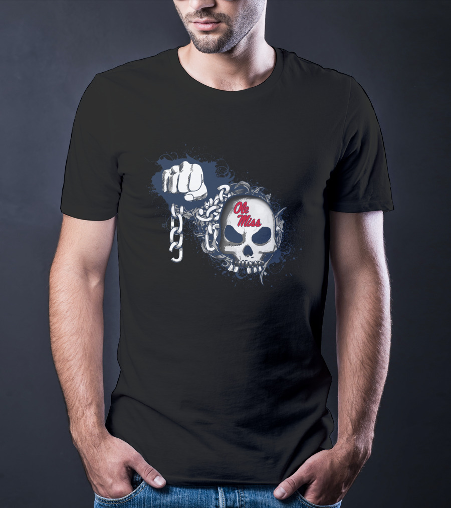 Ole Miss Rebels Skull And Chains Fist T-Shirt