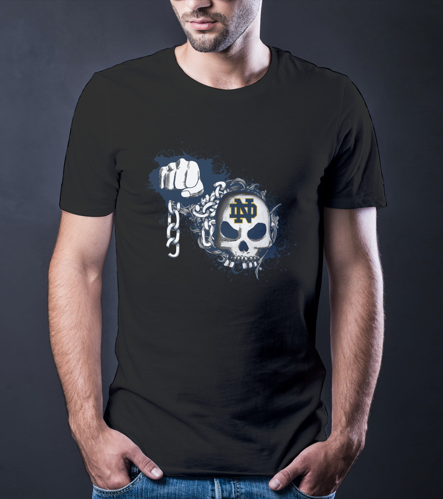 Notre Dame Fighting Irish Skull With Chains And Fist T-Shirt