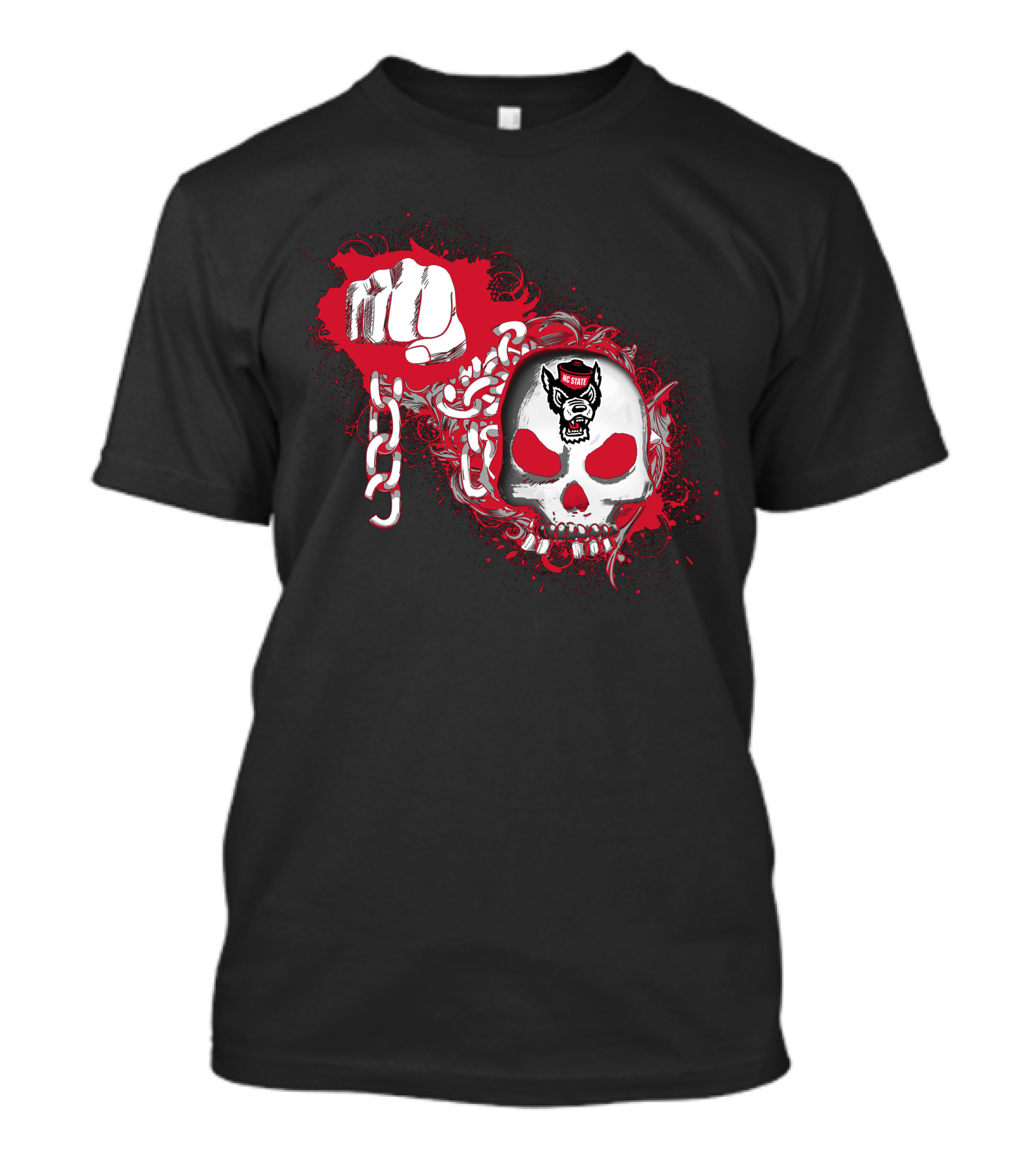 Nc State Wolfpack Skull And Chains Fist T-Shirt