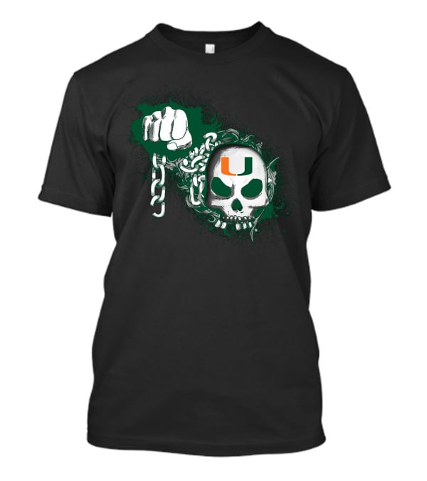 Miami Hurricanes Skull And Fist Chain T-Shirt