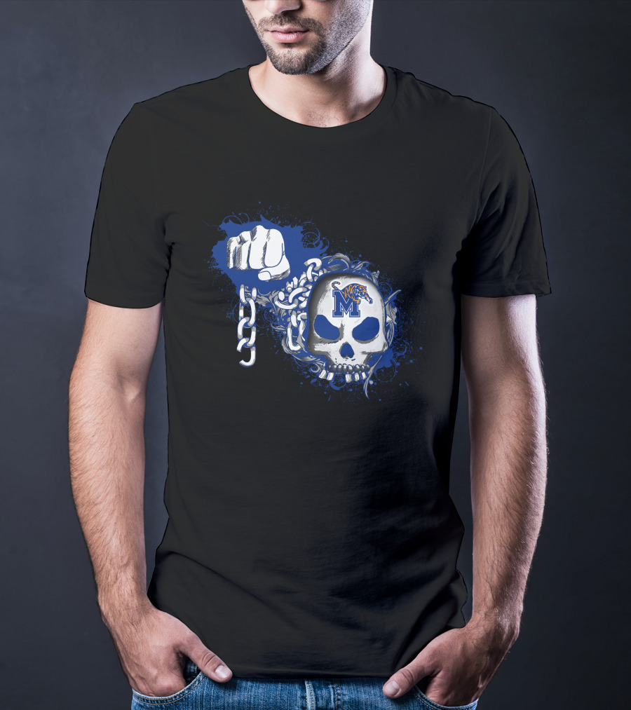 Memphis Tigers Skull With Fist And Chains T-Shirt