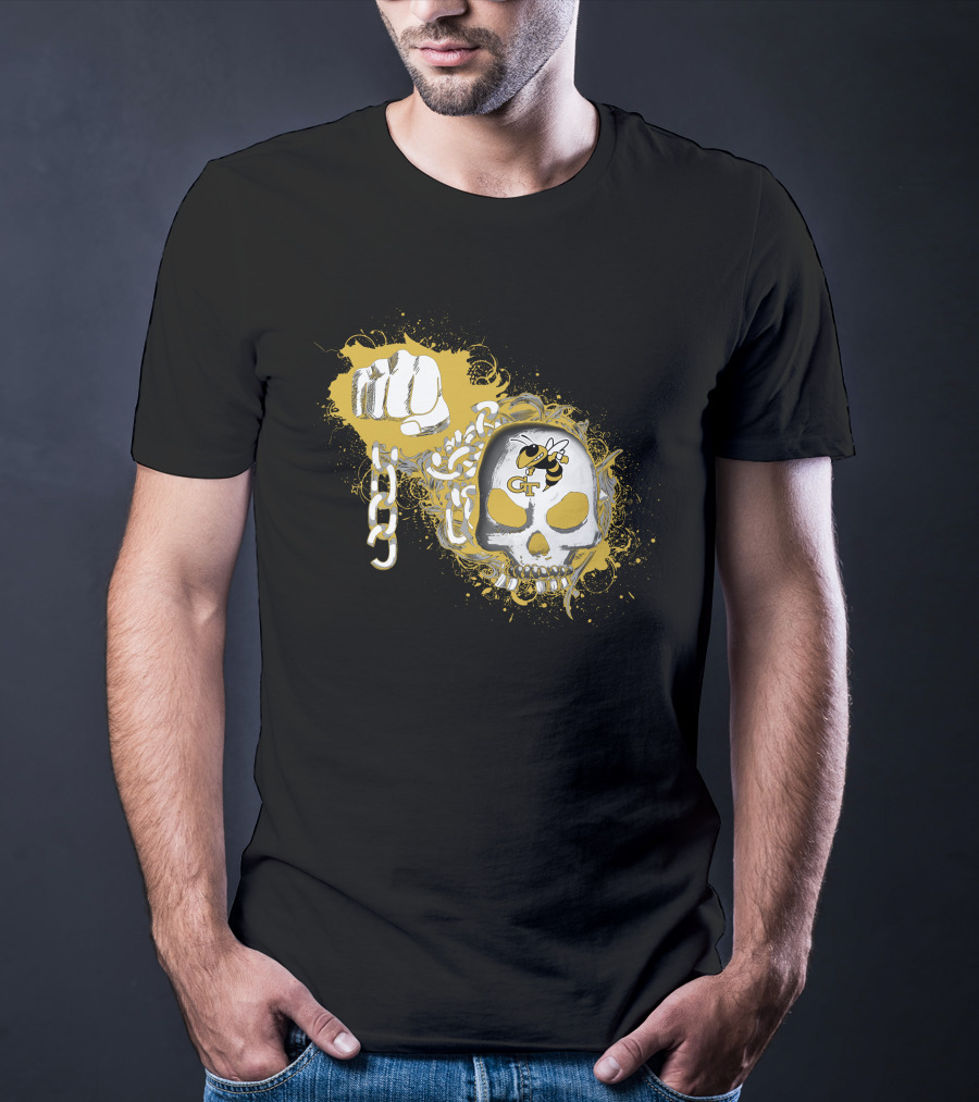 Georgia Tech Yellow Jackets Skull And Fist T-Shirt