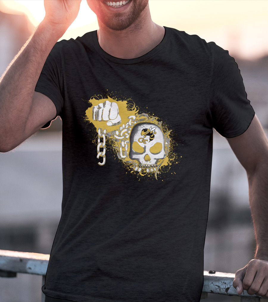 Georgia Tech Yellow Jackets Skull And Fist T-Shirt