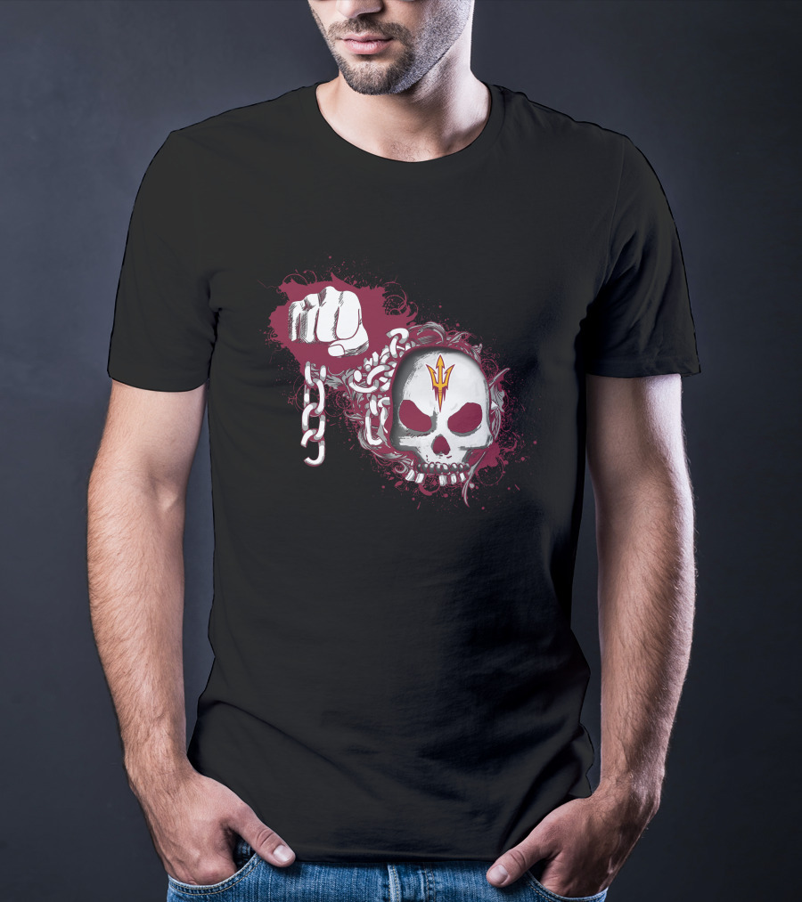 Arizona State Sun Devils Skull Fist And Chains T-Shirt
