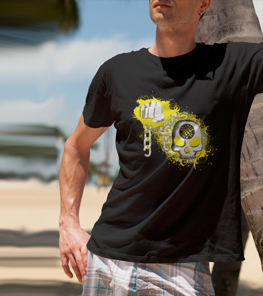Columbus Crew Sc Skull Fist Chain Yellow Burst T-Shirt