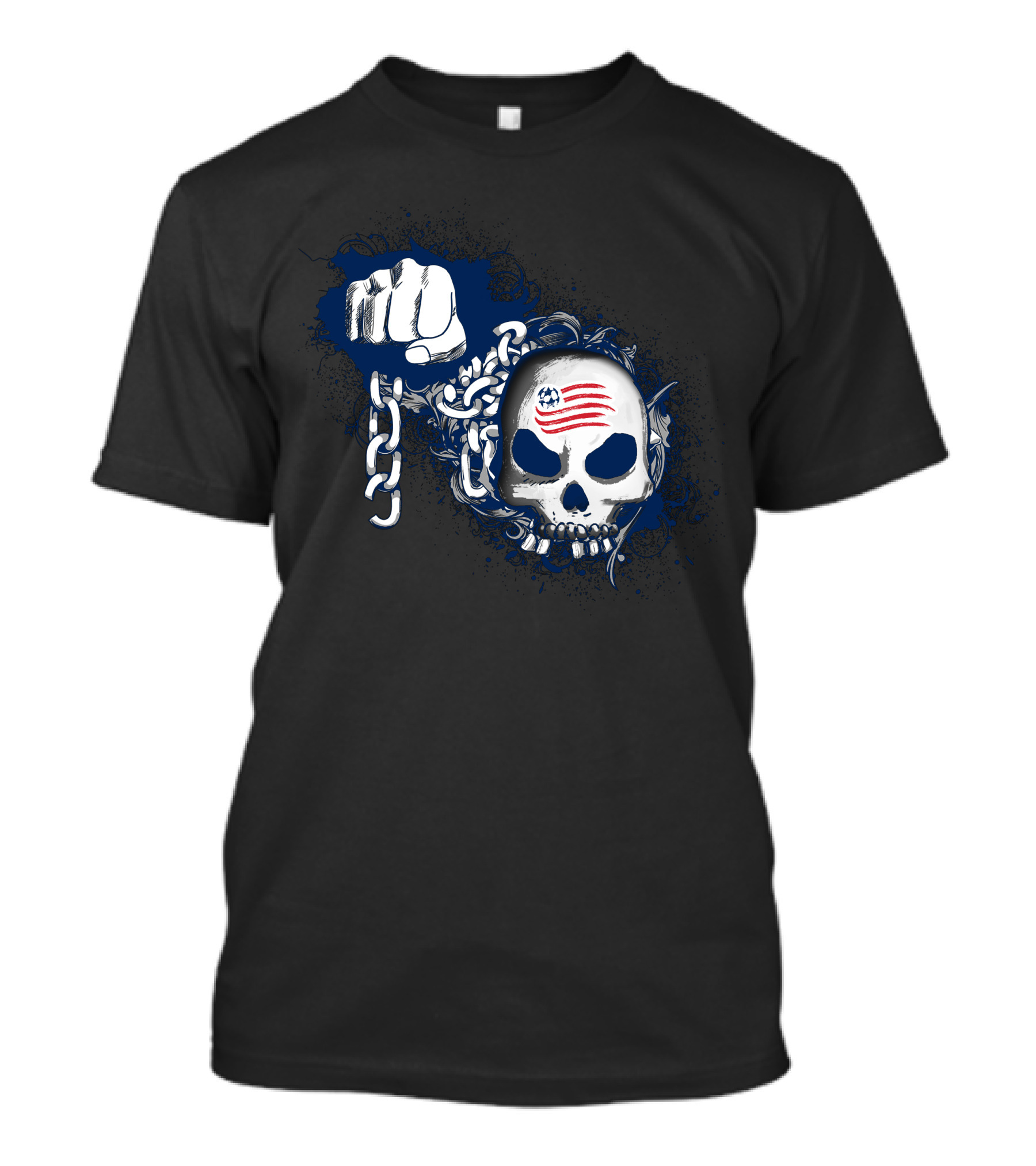 New England Revolution Skull And Chains Fist T-Shirt