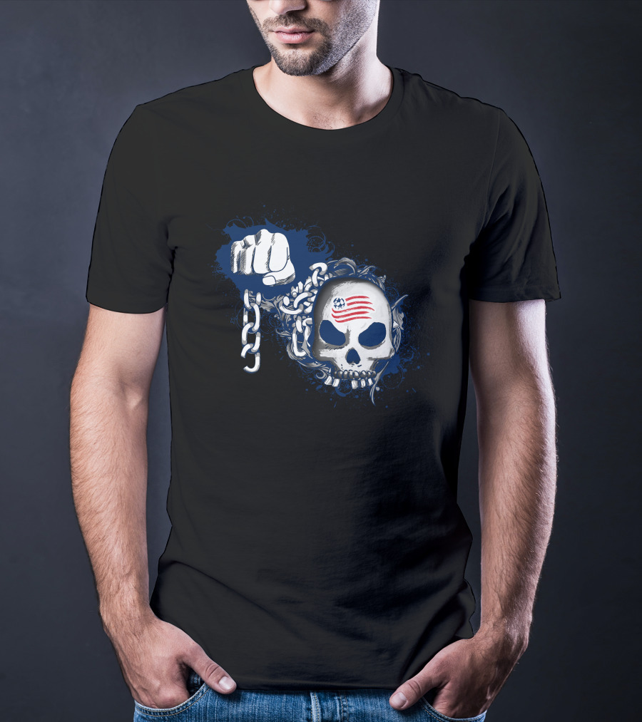 New England Revolution Skull And Chains Fist T-Shirt