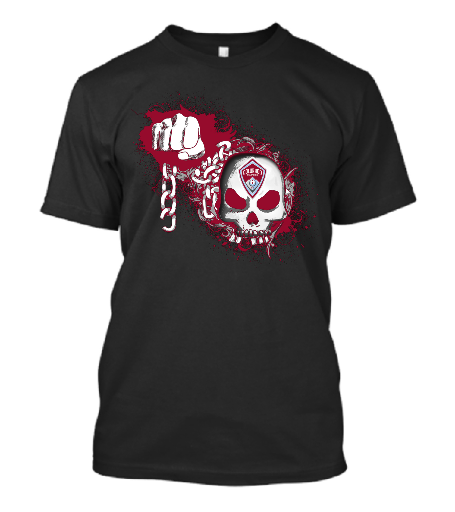 Colorado Rapids Skull Logo And Chain T-Shirt