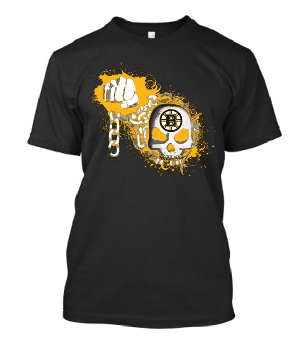 Boston Bruins Skull And Fist With Chains T-Shirt