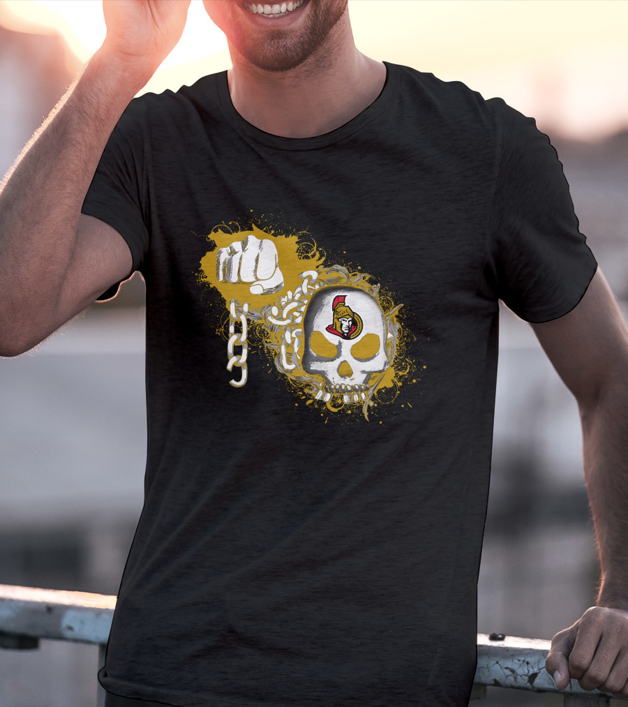 Ottawa Senators Skull And Chain Fist T-Shirt