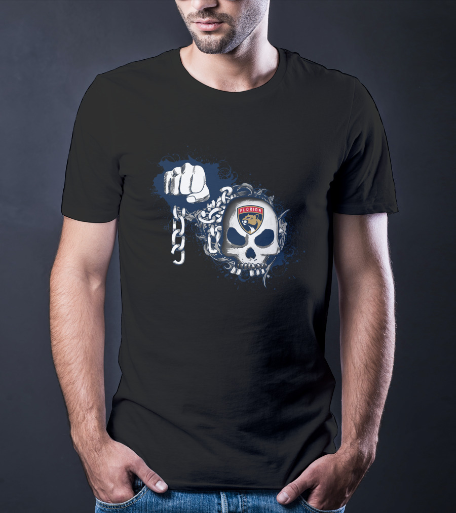 Florida Panthers Skull And Chains Motif T-Shirt
