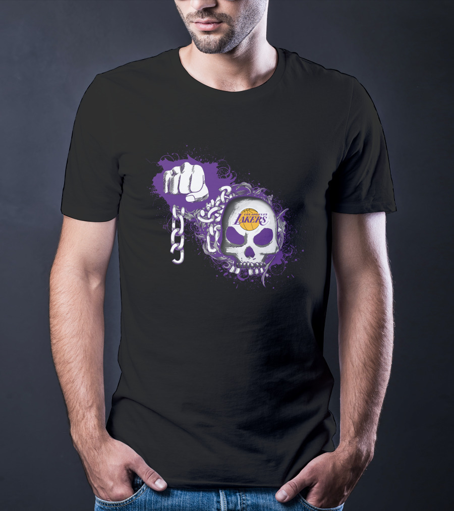 Los Angeles Lakers Skull And Chains Fist T-Shirt