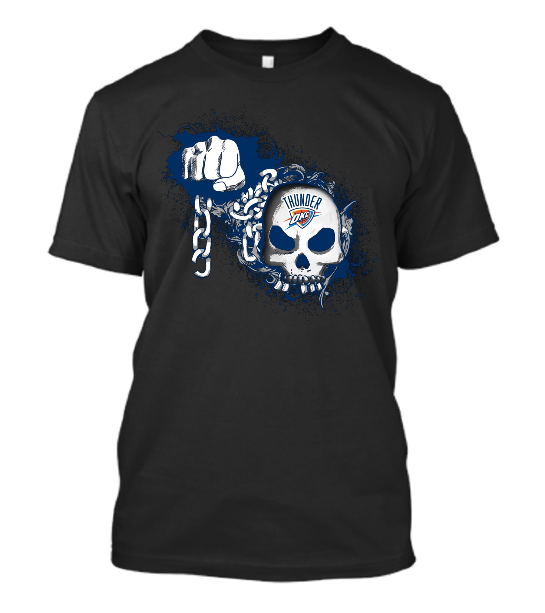 Thunder Okc Skull And Chain Fist T-Shirt
