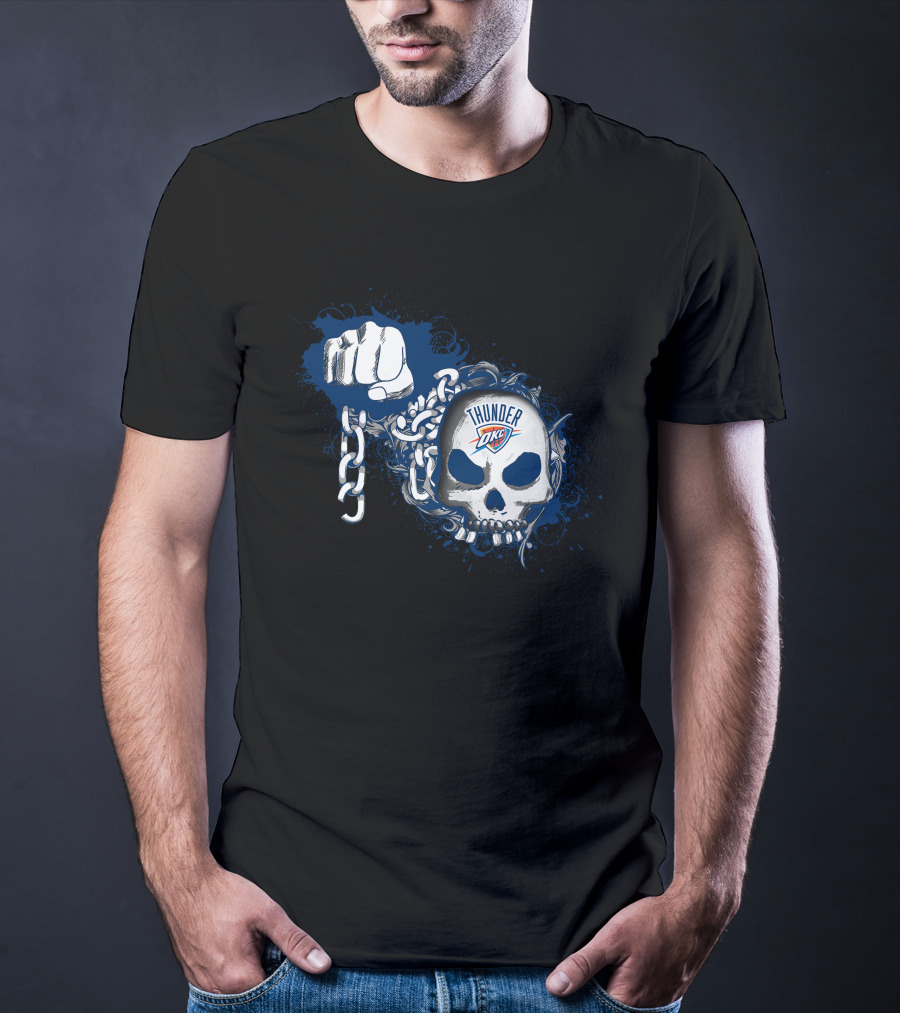 Thunder Okc Skull And Chain Fist T-Shirt