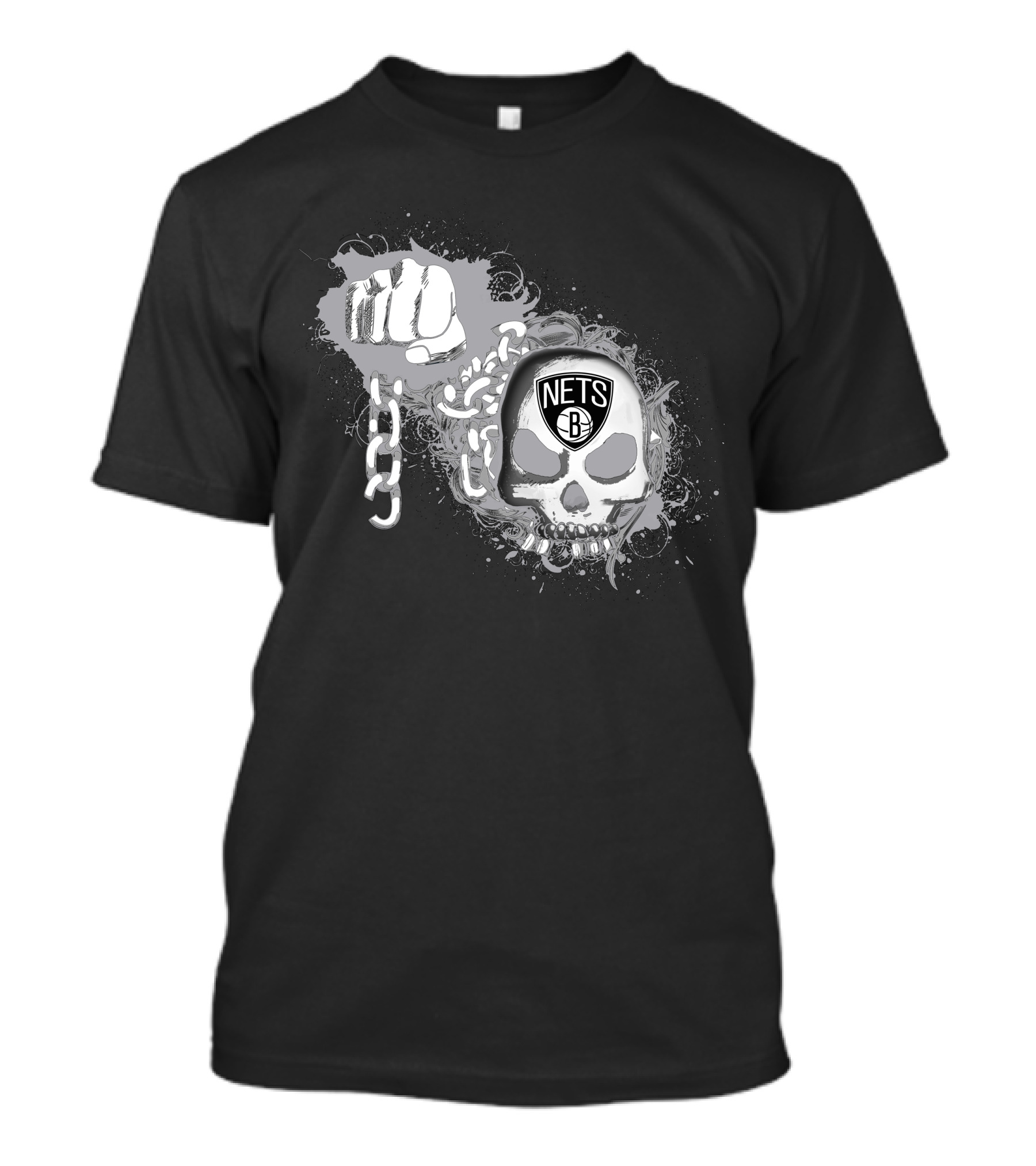 Brooklyn Nets Skull And Chains T-Shirt