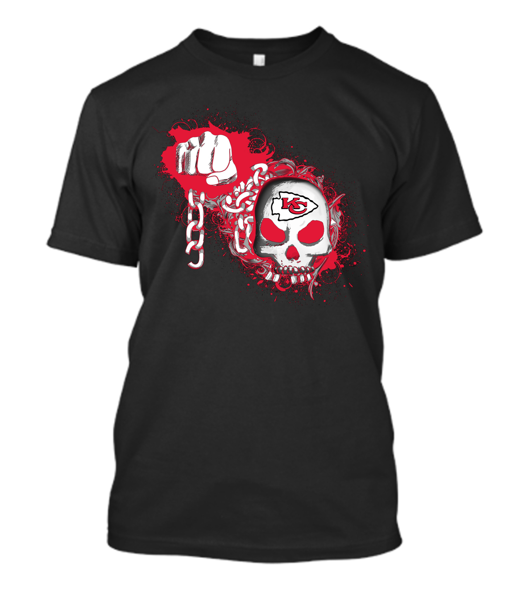 Kansas City Chiefs Skull Fist Chains T-Shirt