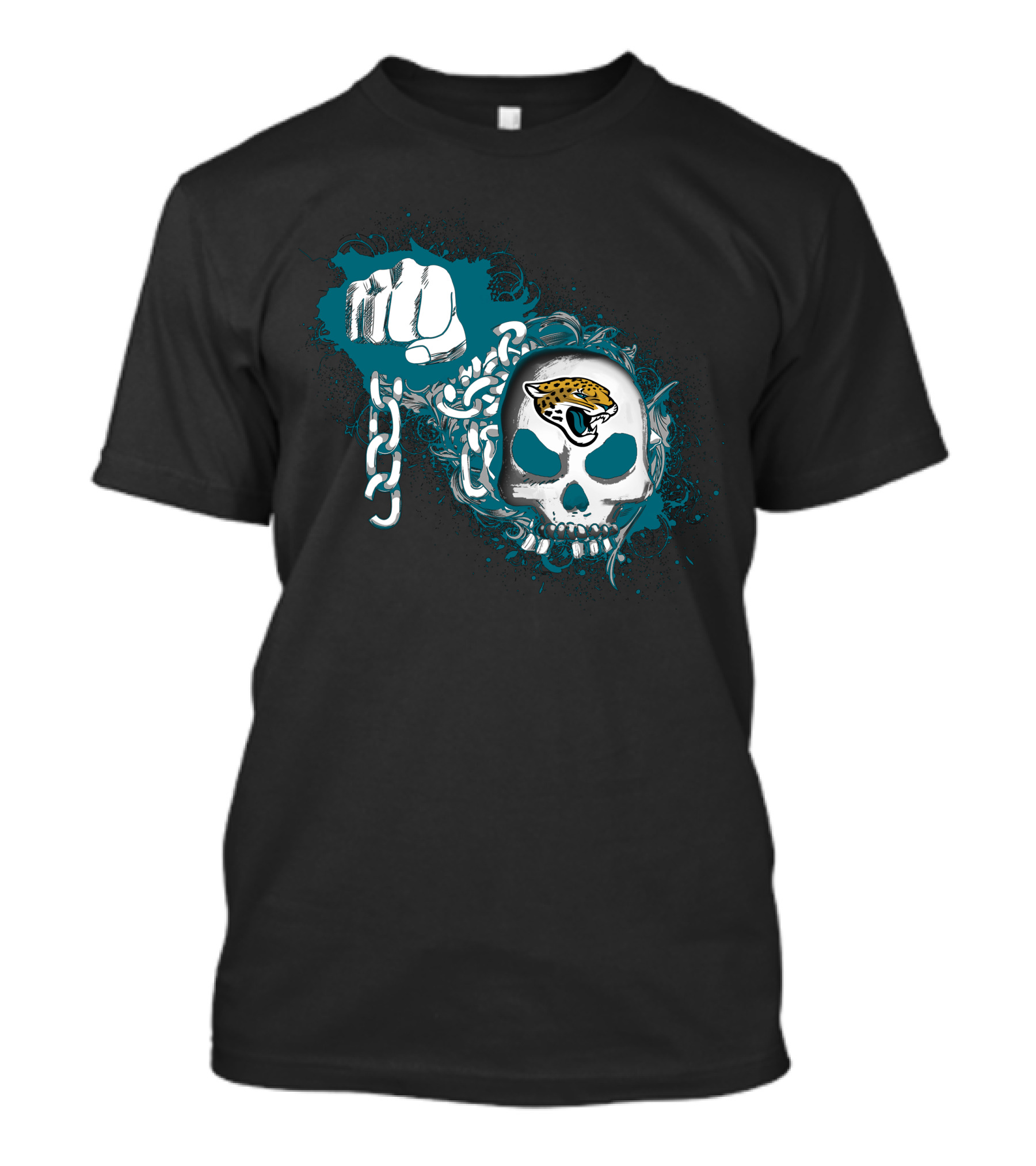 Jacksonville Jaguars Skull Fist Chain T-Shirt