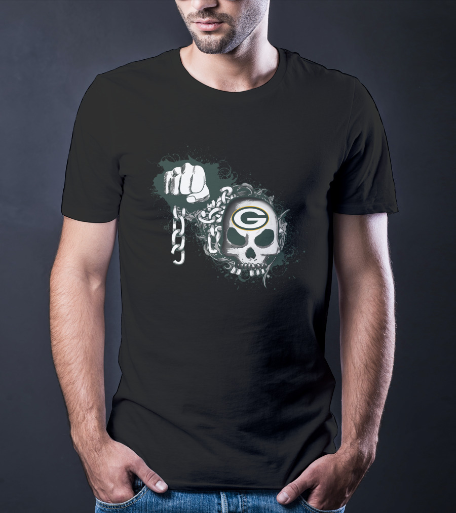 Green Bay Packers Skull And Chain Fist T-Shirt