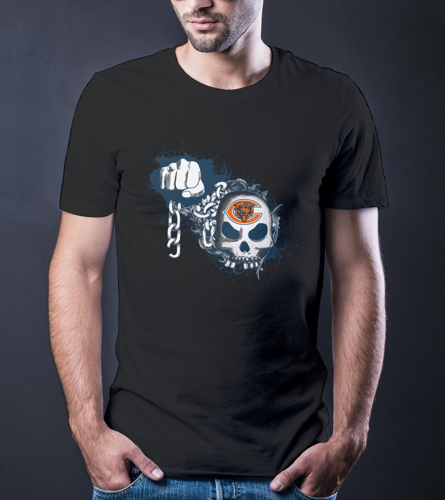 Chicago Bears Skull Chain Fist T-Shirt