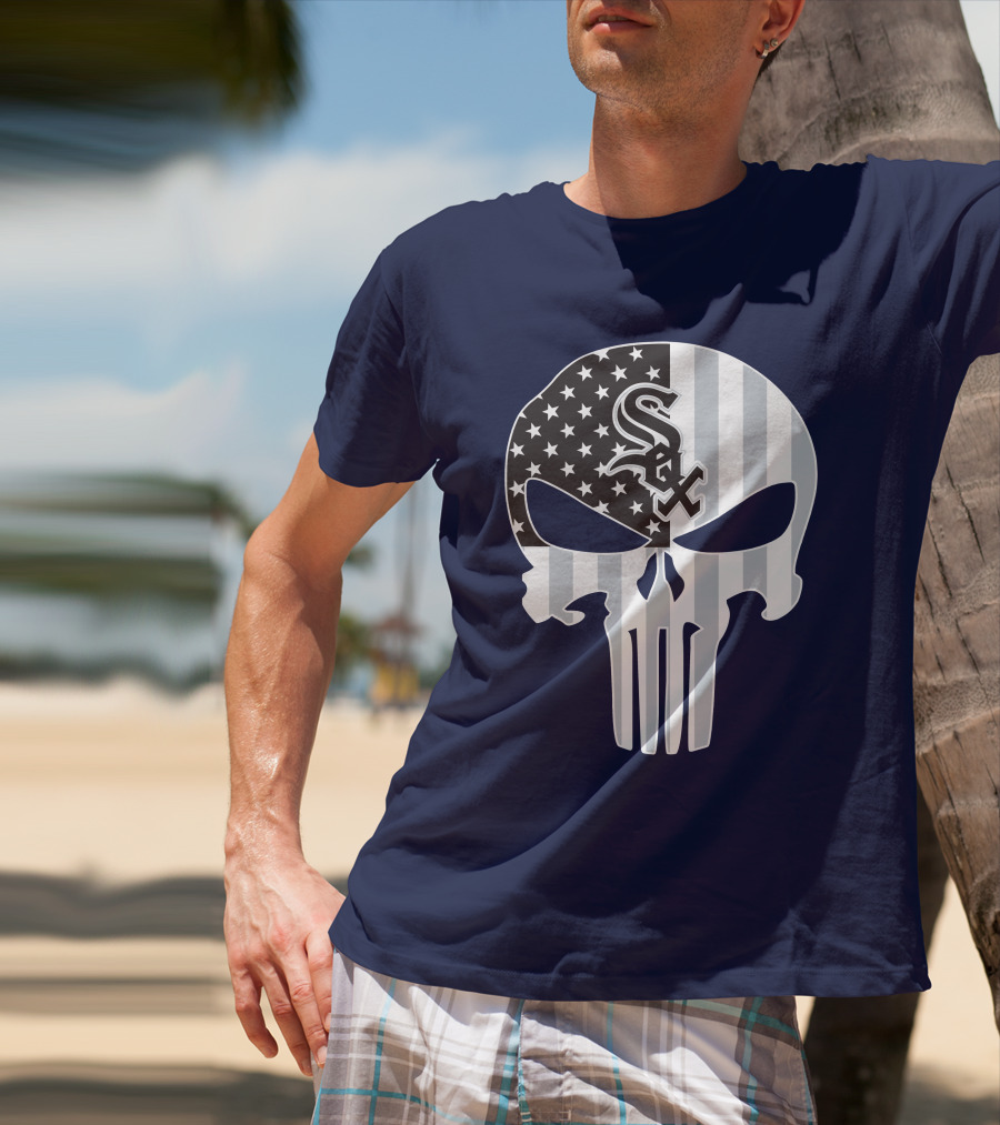 Chicago White Sox American Flag Punisher Skull T-Shirt