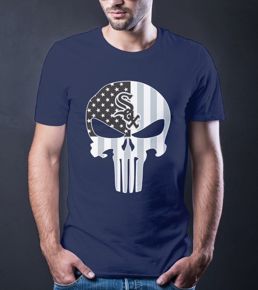 Chicago White Sox American Flag Punisher Skull T-Shirt