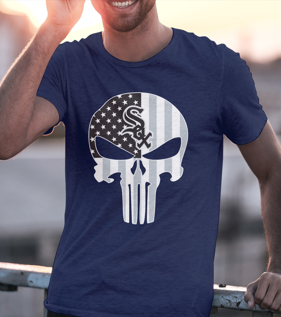Chicago White Sox American Flag Punisher Skull T-Shirt
