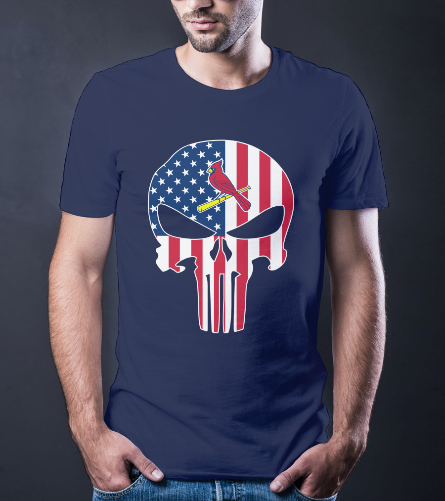 Louis Cardinals American Flag Punisher Skull T-Shirt
